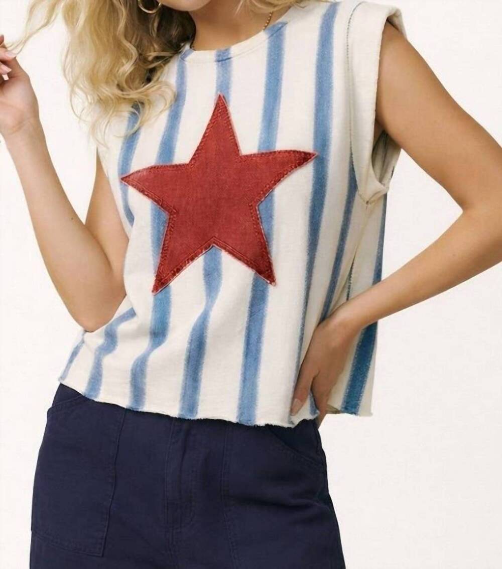 NEW KORI star patch top in blue